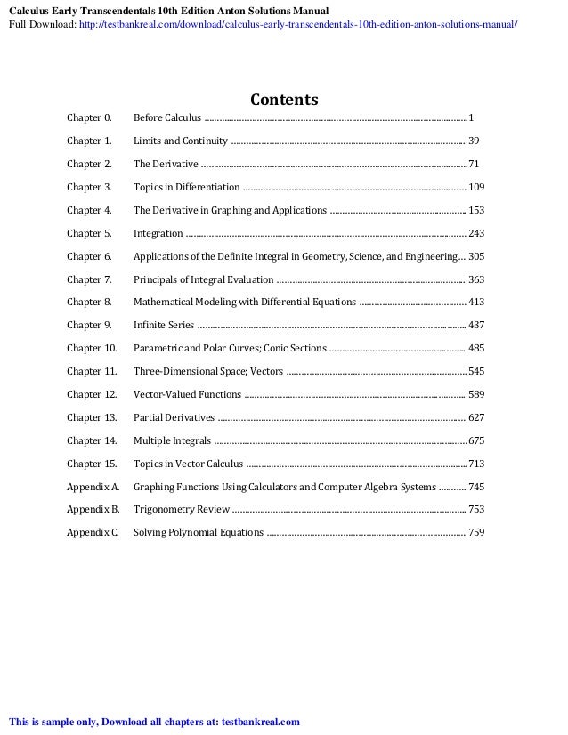 Calculus Anton Bivens Davis 10th Edition Pdf